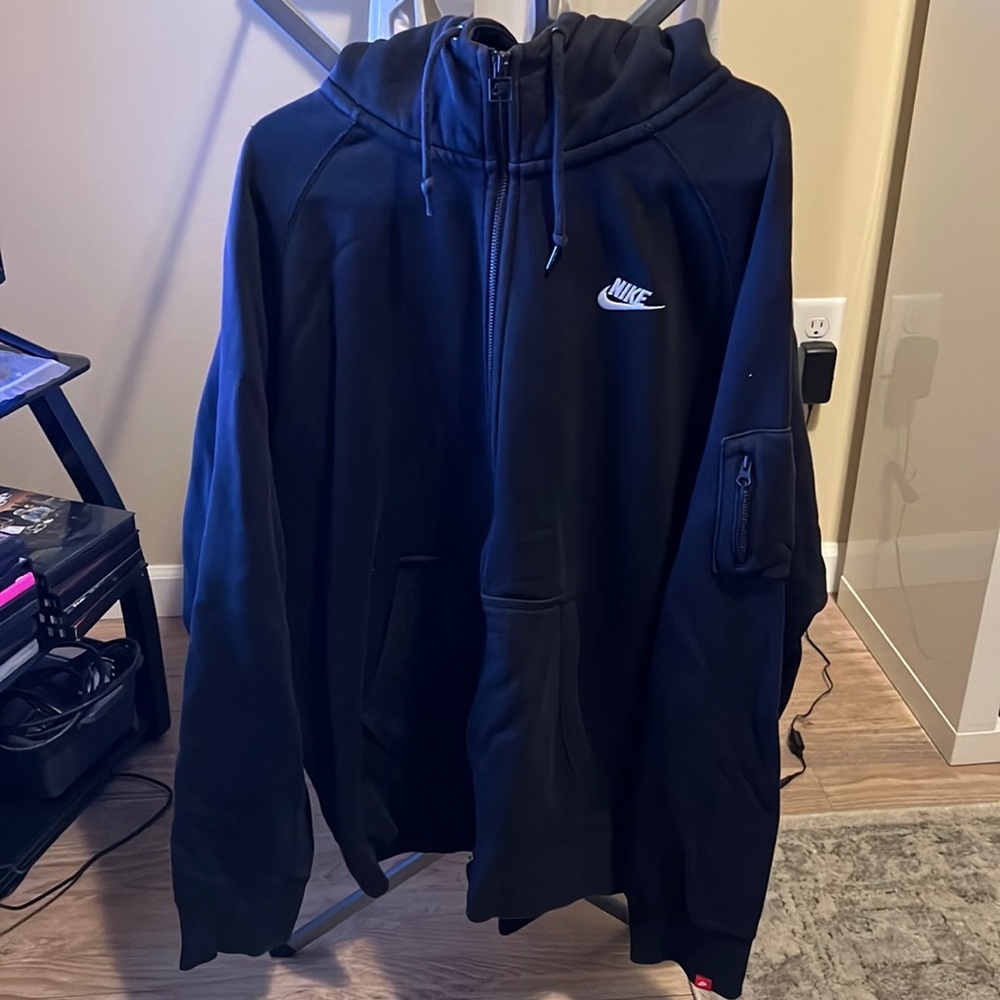 Nike NSW Full Zip Hoodie Stitched Logo Sleeve Zippered Pocket Sz XXL